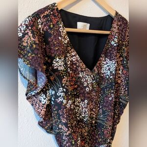 LOFT Multicolor Floral Midi Dress Size Medium